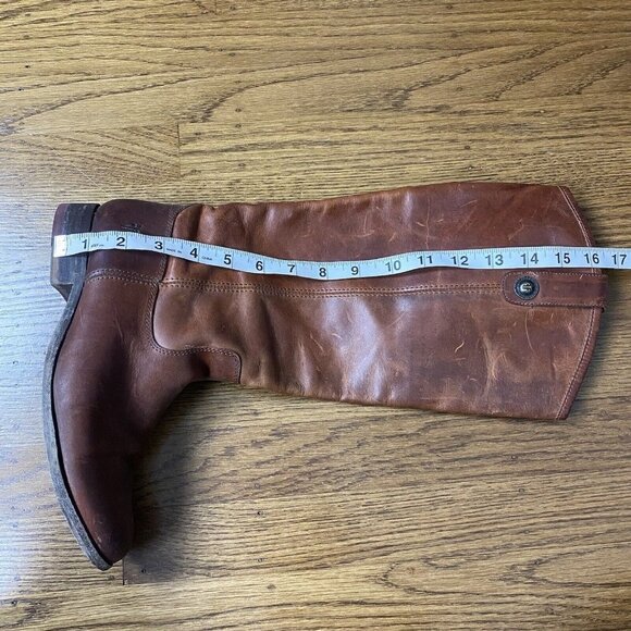 Frye Boots Vintage Melissa Button Cognac Leather Riding Tall 77167 - Picture 13 of 13